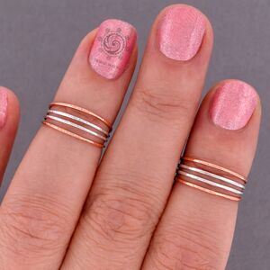 Hammered 14k Rose Gold, Silver Ring Size 9